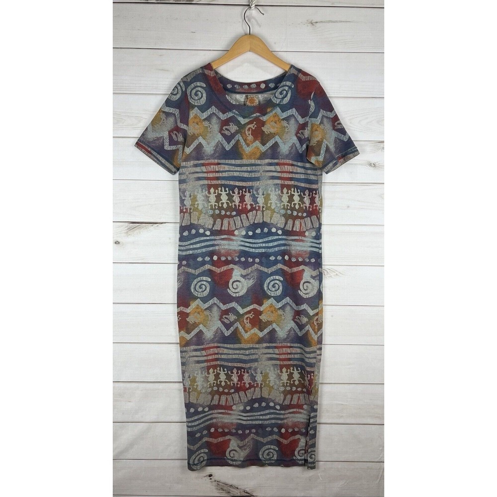 Vintage Chicos 10 Years Dress Size 1 Multicolor All Over Print Southwest Artsy
